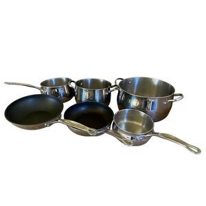 Vintage Cooks by JCPenny Stainless Steel Pots Saucepans Frying lot of 6